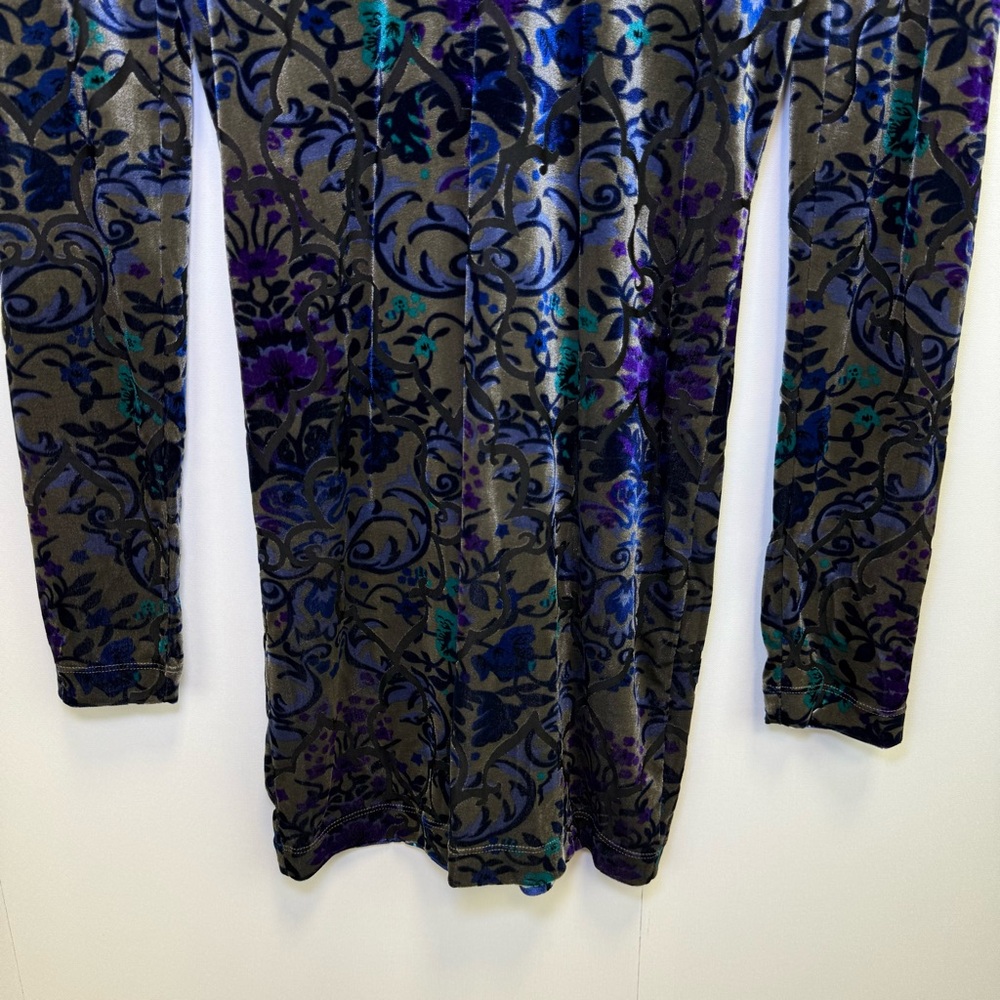 Free People Mini Floral Velvet Burnout Dress Dark Romantic Witchy whimsical M - Picture 6 of 13